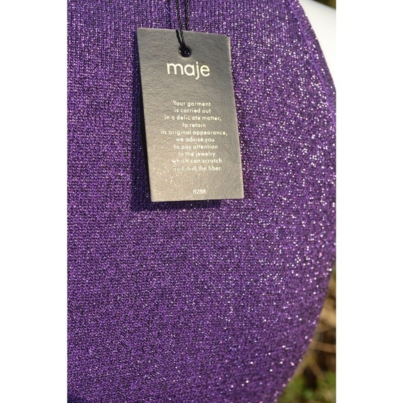 NEW Maje Sling High Waist Fitted, Viscose Blended Knit Mini Dress- LT10P - Picture 6 of 11